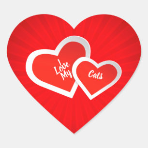 "Ich Liebe-" rote u. weiß, niedliche Herzen. Herz-Aufkleber