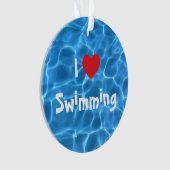 Ich Liebe Rotes Herz mit blauem Schwimmbad Wasser  Ornament (Vorderseite)