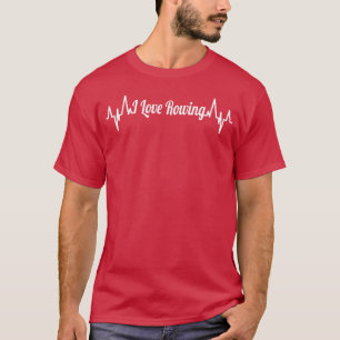 Ich liebe Rudern Herzschlag Retro T-Shirt