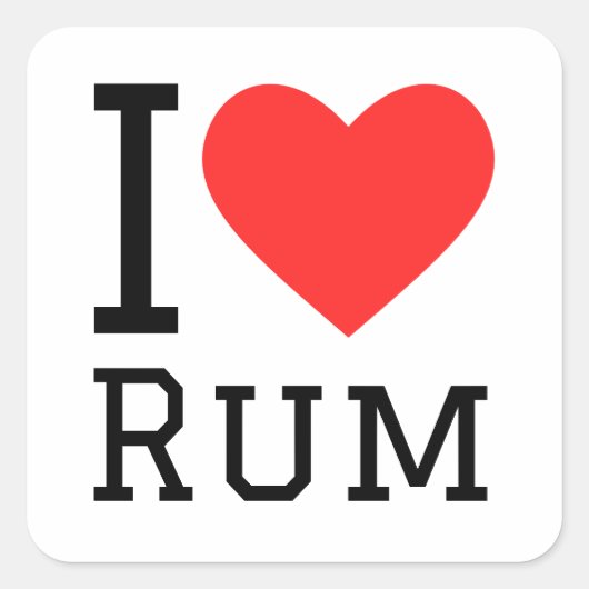 Ich liebe Rum Quadratischer Aufkleber (Vorderseite)