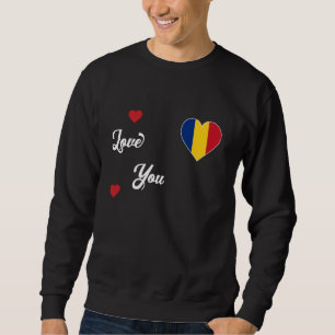Ich Liebe Rumänien mit rumänischer Flagge im Herze Sweatshirt