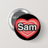Ich Liebe Sam. Ich Liebe dir Sam. Herz Button (Vorne & Hinten)