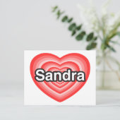 Ich Liebe Sandra. Ich Liebe dir Sandra. Herz Postkarte (Stehend Vorderseite)