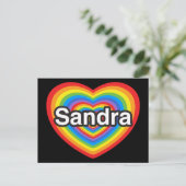Ich Liebe Sandra. Ich Liebe dir Sandra. Herz Postkarte (Stehend Vorderseite)