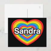 Ich Liebe Sandra. Ich Liebe dir Sandra. Herz Postkarte (Vorne/Hinten)