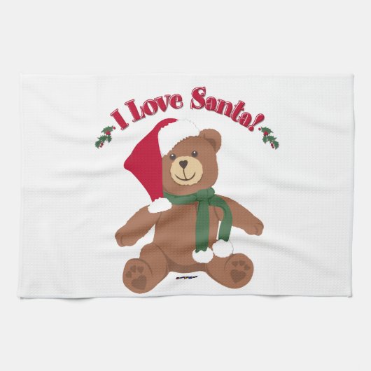Ich Liebe Santa! Christmas Teddy Bear Geschirrtuch (Horizontal)