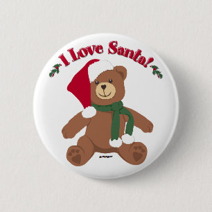 Ich liebe Santa! Weihnachts-Teddybär Button
