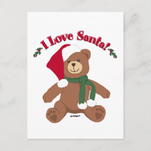 Ich liebe Santa! Weihnachts-Teddybär Feiertagspostkarte