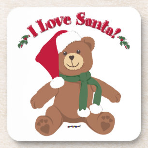 Ich liebe Santa! Weihnachts-Teddybär Getränkeuntersetzer