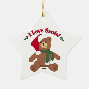Ich liebe Santa! Weihnachts-Teddybär Keramik Ornament