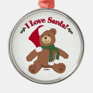 Ich liebe Santa! Weihnachts-Teddybär Ornament Aus Metall