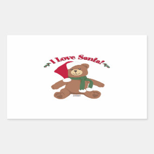 Ich liebe Santa! Weihnachts-Teddybär Rechteckiger Aufkleber