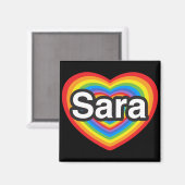 Ich Liebe Sara. Ich Liebe dir Sara. Herz Magnet (Vorderseite/Rückseite)