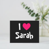 Ich liebe Sarah Postkarte (Stehend Vorderseite)