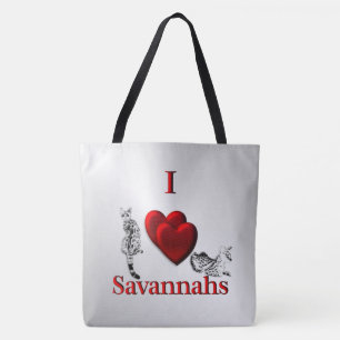Ich liebe Savannah-Katze Silber Tasche