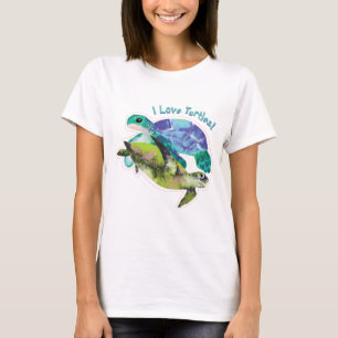 Ich Liebe Schildkröten mit zwei Schildkröten T-Shirt
