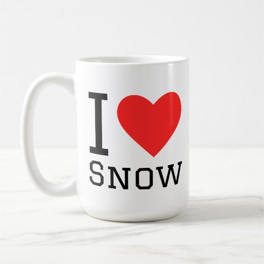 Ich liebe Schnee quadratischer Aufkleber Kaffeetasse (Links)
