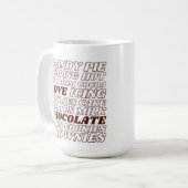 Ich Liebe schokolade alles große Text Spaß Kaffeetasse (Vorderseite Links)