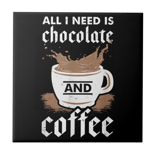 Ich Liebe Schokolade und Kaffee Fliese (Vorderseite)
