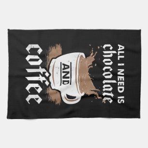 Ich Liebe Schokolade und Kaffee Geschirrtuch