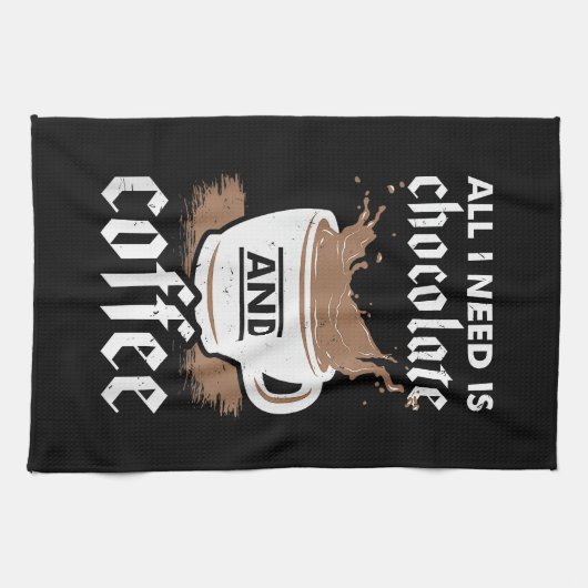 Ich Liebe Schokolade und Kaffee Geschirrtuch (Horizontal)
