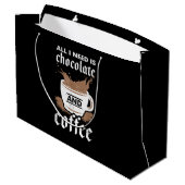 Ich Liebe Schokolade und Kaffee Große Geschenktüte (Rückseite Schrägansicht)