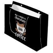 Ich Liebe Schokolade und Kaffee Große Geschenktüte (Vorderseite Schrägansicht)