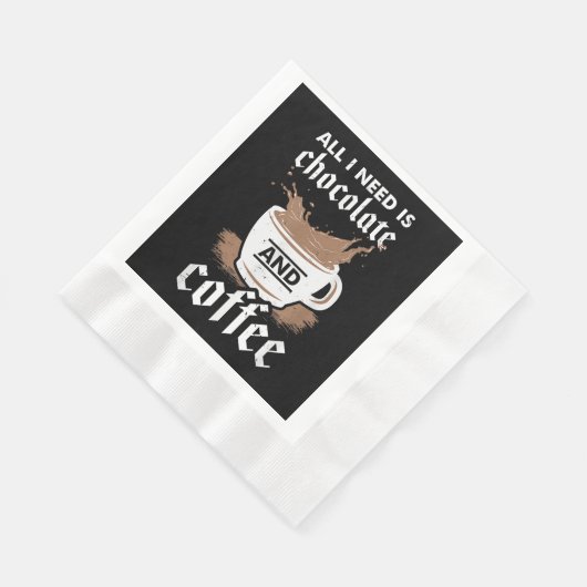 Ich Liebe Schokolade und Kaffee Serviette (Ecke)