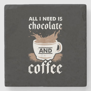 Ich Liebe Schokolade und Kaffee Steinuntersetzer