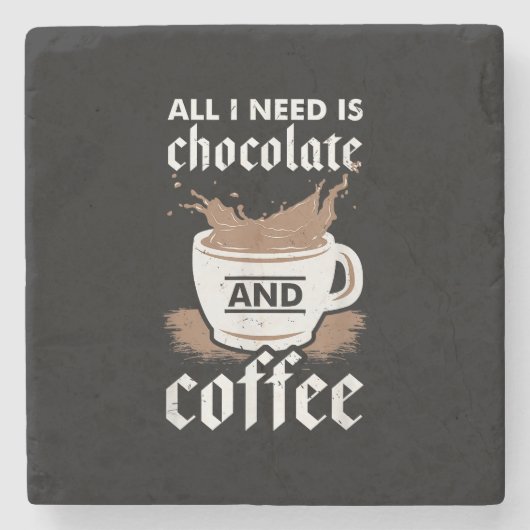 Ich Liebe Schokolade und Kaffee Steinuntersetzer (Vorderseite)
