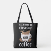 Ich Liebe Schokolade und Kaffee Tasche (Rückseite)