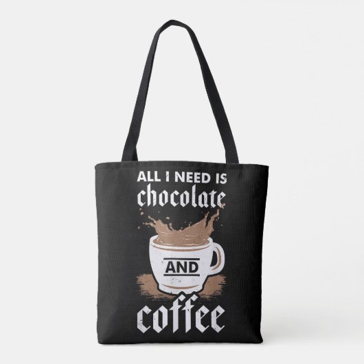 Ich Liebe Schokolade und Kaffee Tasche (Rückseite)