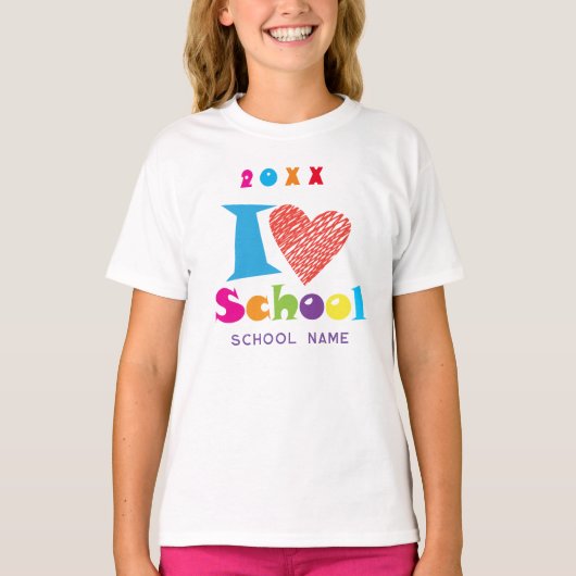 Ich Liebe Schule. ABSCHLUSS Cartoon niedlich T-Shirt (Vorderseite)