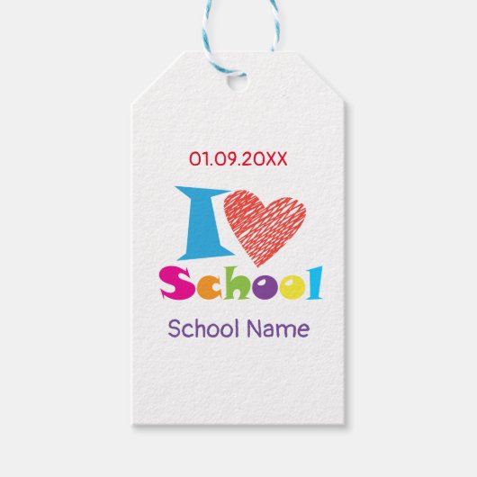 Ich Liebe Schule. Abschluss, zurück zum Cartoon de Geschenkanhänger (Vorderseite)