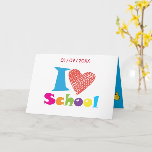 Ich Liebe Schule. Zurück zum Abschluss des Cartoon Karte (Gelbe Blume)