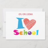 Ich Liebe Schule. Zurück zur Schule. Cartoon Einladung (Vorderseite)