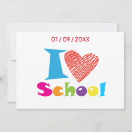 Ich Liebe Schule. Zurück zur Schule. Cartoon Einladung