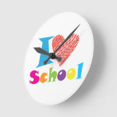 Ich Liebe Schule. Zurück zur Schule. Cartoon T - S Runde Wanduhr (Winkel)