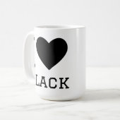 Ich liebe Schwarz Kaffeetasse (Vorderseite Links)