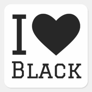 Ich Liebe schwarz Quadratischer Aufkleber