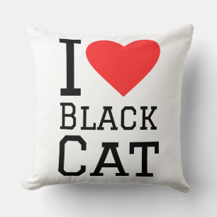 Ich liebe schwarze Katze Kissen