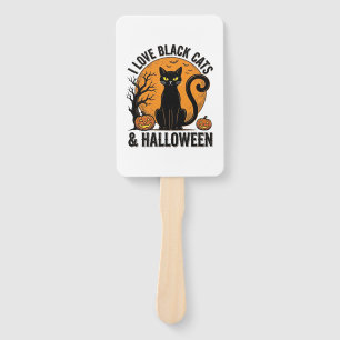 Ich liebe schwarze Katzen Halloween Vintage-Shirt- Fächer