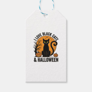 Ich liebe schwarze Katzen Halloween Vintage-Shirt- Geschenkanhänger