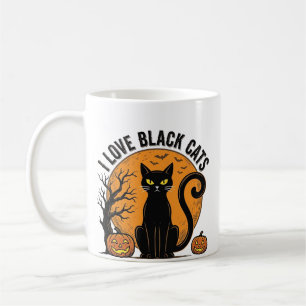 Ich liebe schwarze Katzen Halloween Vintage-Shirt- Kaffeetasse