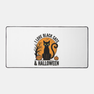 Ich liebe schwarze Katzen Halloween Vintage-Shirt- Schreibtischunterlage