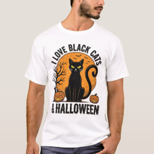 Ich liebe schwarze Katzen Halloween Vintage-Shirt- T-Shirt