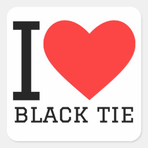 Ich Liebe schwarze Krawatte Quadratischer Aufkleber
