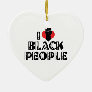 Ich liebe schwarze Menschen Weihnachtsbaumschmuck Keramik Ornament