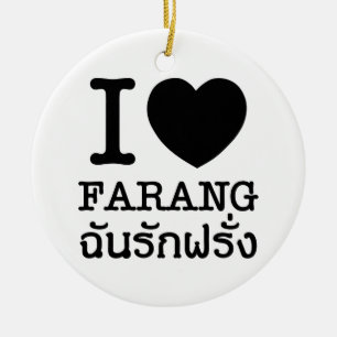 Ich liebe schwarzes Herz (Liebe) Farang Keramik Ornament