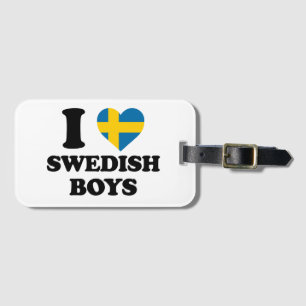 Ich liebe schwedische Jungen Gepäckanhänger